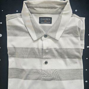 Chase 54 Men's Golf Polo Shirt - Size 2XL / XXL, Grey and White Stripes